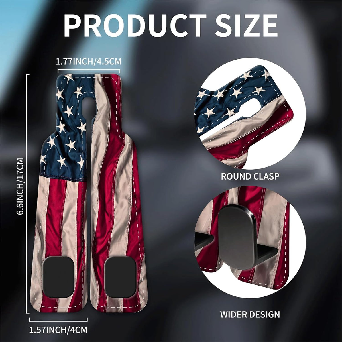 Car Seat Headrest Hook, Universal Leather Cute Hanger Holder Hook, Storage Organizer Interior Accessories for Purse Bags Handbag Cute American Flag