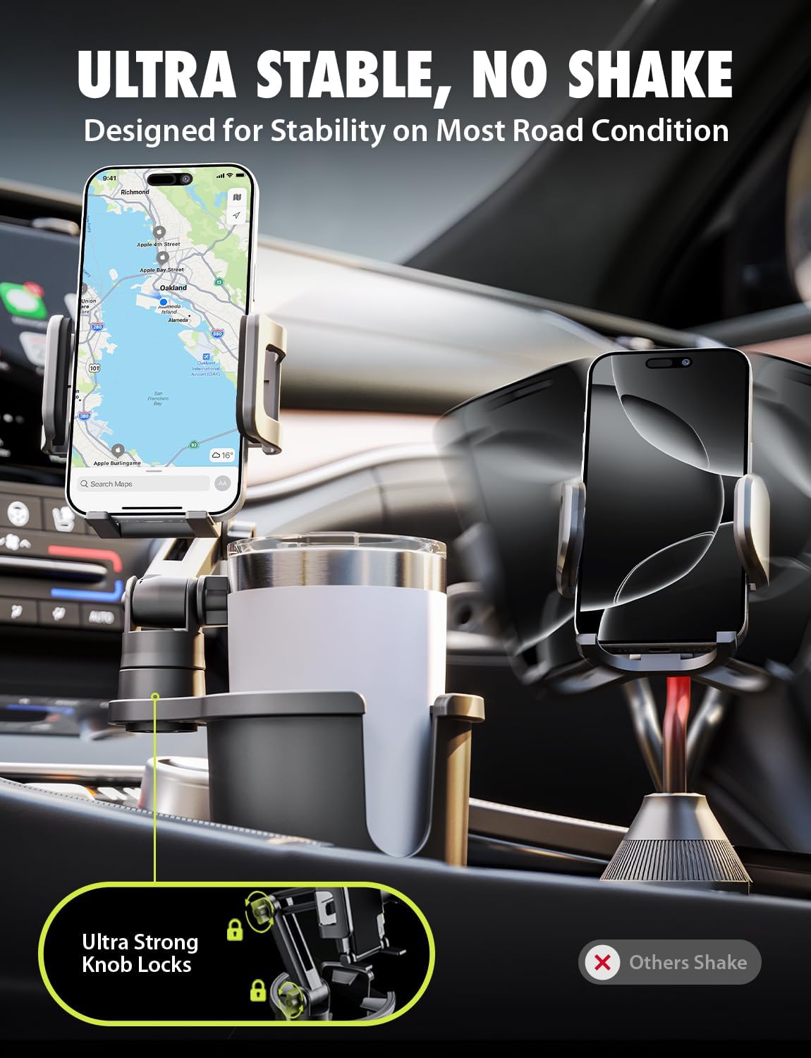 Bracketron Cup Holder Phone Mount for Car, TripGrip Truck Phone Holder