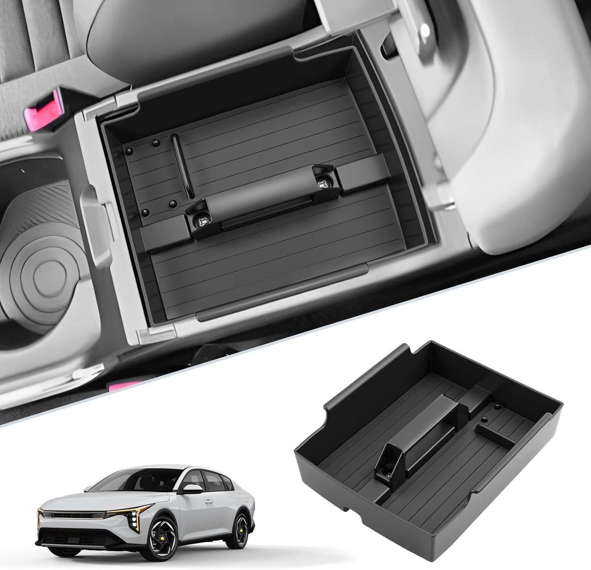 SKTU for 2025 2026 Kia K4 Center Console Organizer for 2025+ Kia K4 (LX/LXS/EX/GT-Line/GT-Line Turbo)/ 2026+ Kia K4 Hatchback Console Tray K4 ABS Middle Console Tray Kia K4 2025 2026 Accessories