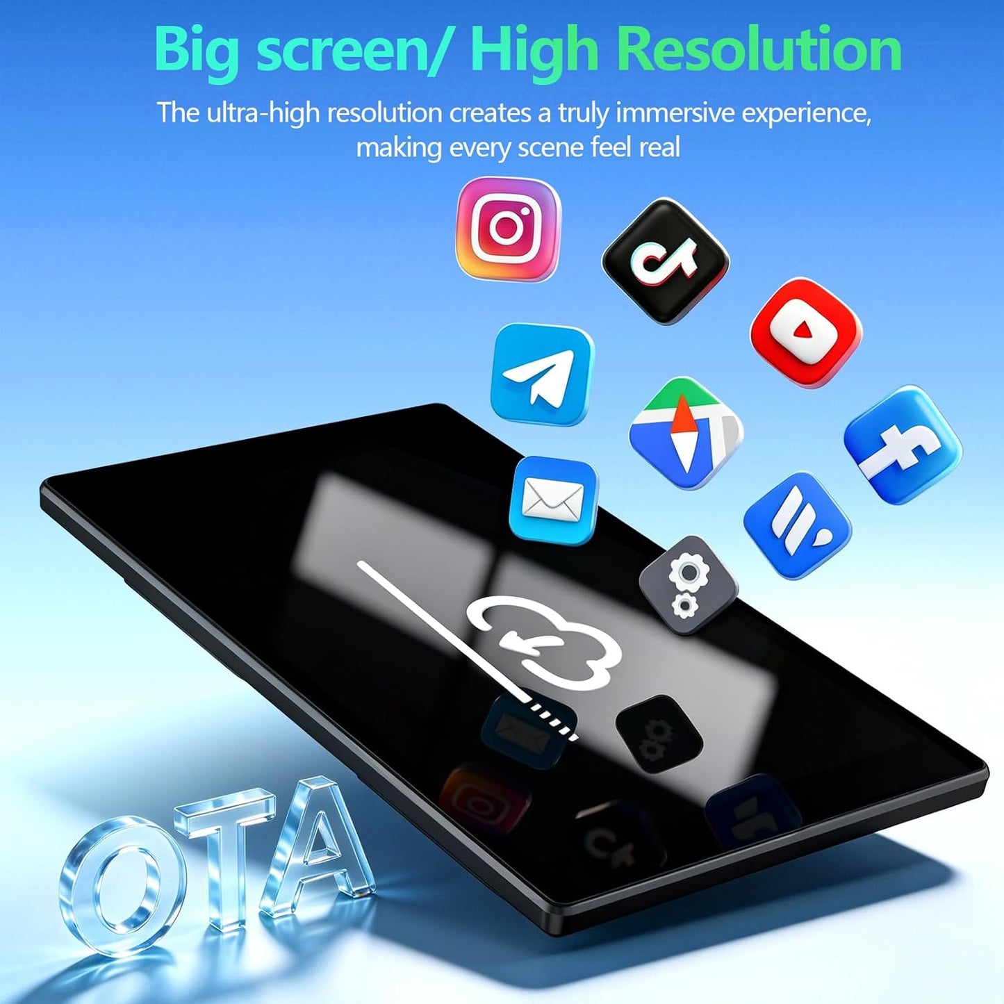 9" Carplay Screen for Car, Portable Wireless Car Play Screen for Apple CarPlay & Android Auto, OTA Updates, Backup Camera, Mirror Link, Voice Control, GPS Navigation, Bluetooth 5.0, FM/AUX