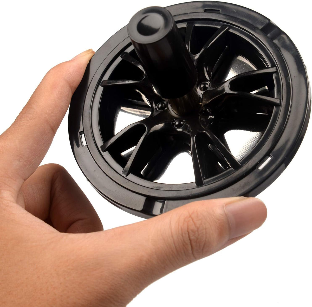ONE250 Round Car Tire Shape Push Down Stainless Steel Modern Tabletop Cigarette Ashtray with Spinning Tray, Cigarette Ashtray for Indoor or Outdoor Use (Red, Black Wheel Rim)