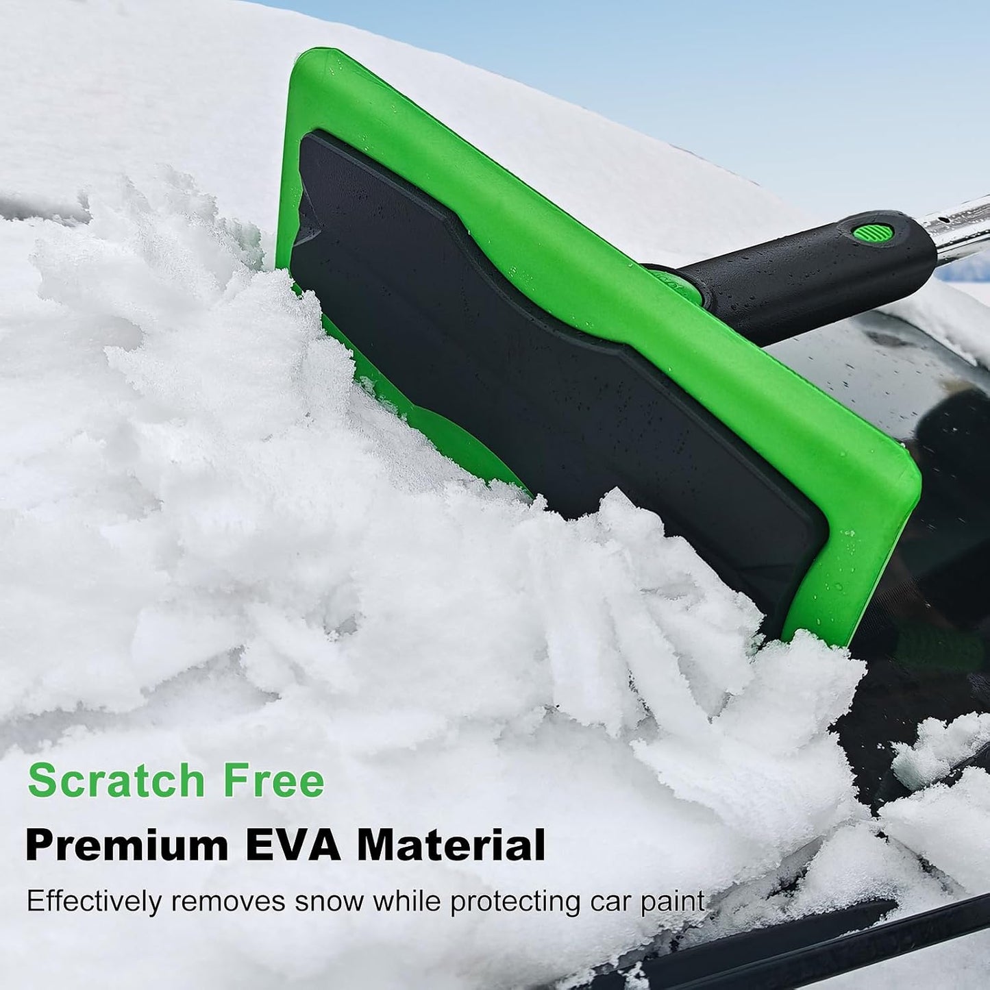 SEAAES 55 Inch Snow Broom and Ice Scraper for Windshield, Extendable Snow Brush with Foam Grip, Snow Ice Removal for SUV Truck Window