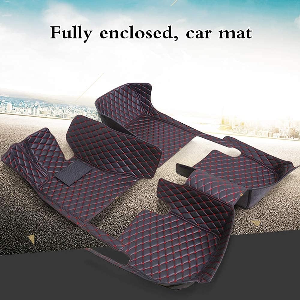 Custom Fit Car Floor Mats - Full Coverage Automotive Leather Floor Liners for Most Vehicles by MingyunSM (Black & Red)
