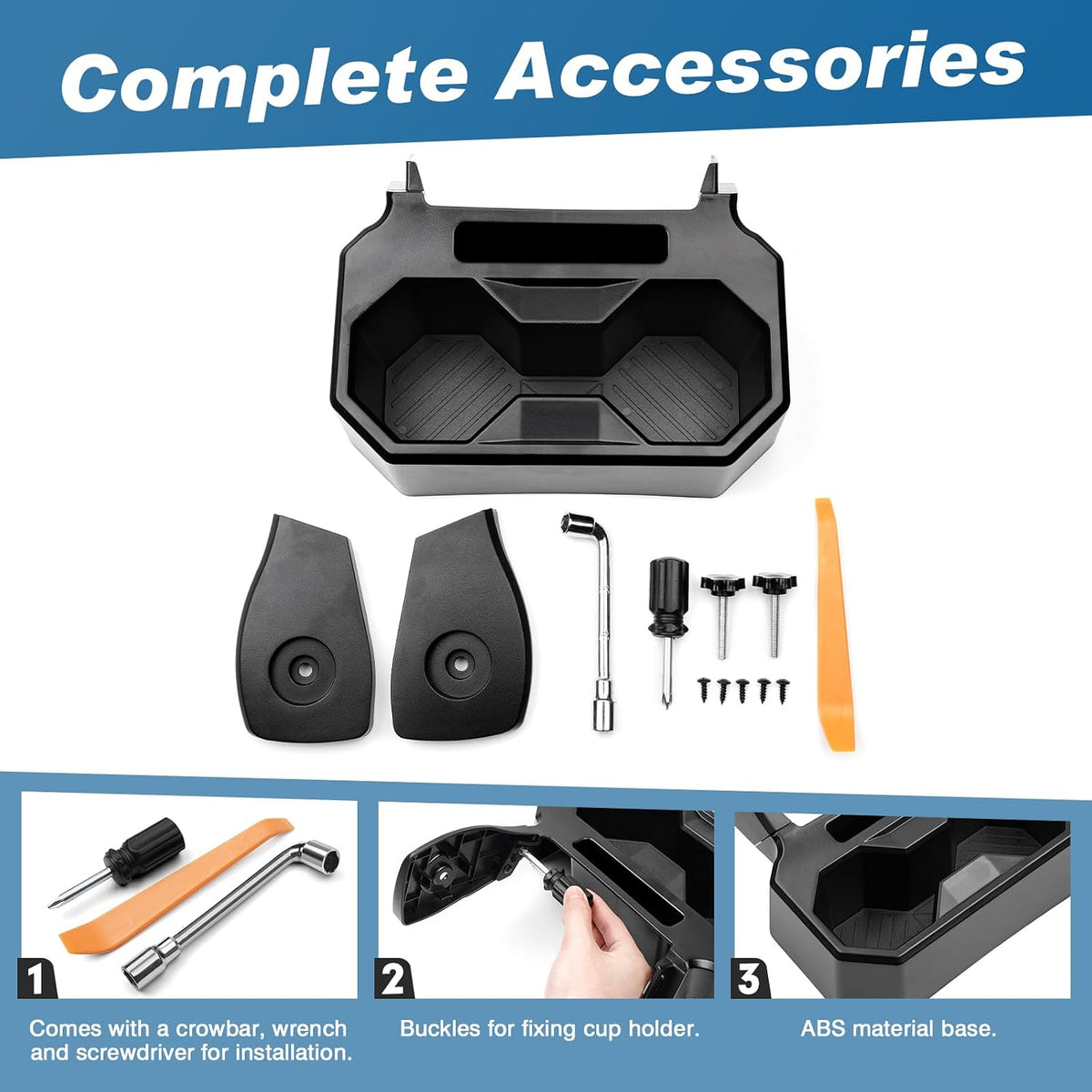 Karltys Car Backseat Cup Holder, Fixable Rear Cup Holder Organizer Tray with Tools, Interior Accessories Floor Back Seat Cup Holder for Chevy Chevrolet Trax 2024 2025 2026