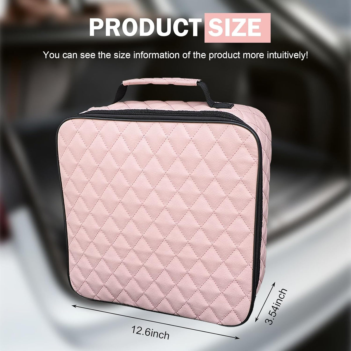 Jumper Cable Bag, Tools Cable Bag, Car Storage Box, 12.6x3.54x12.6In Organize for EV Charging Cord, Hoses (Pink)