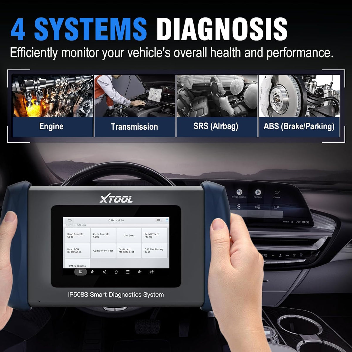 XTOOL Scanner IP508S OBD2 Scanner ABS SRS Check Engine Code Transmission