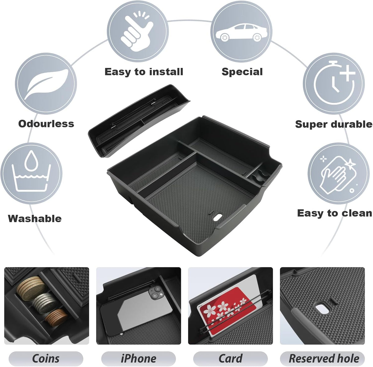 SKTU 2Pack for 2025 2026 2027 Kia Carnival Center Console Organizer for 2025 2026 2027 Kia Carnival Console Tray & Front Tray Kia Carnival 2025 2026 2027 Accessories ABS Insert Glove Pallet Organizer
