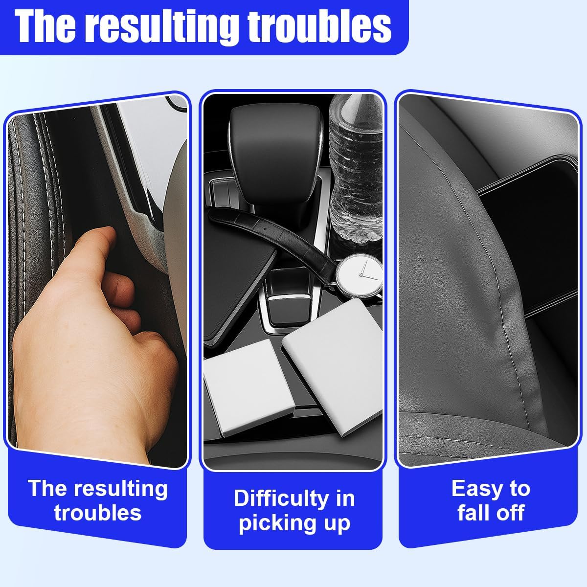 YoRise Car Cup Holder, PU Leather Automotive Cup Drink Holder, Car Seat Gap Filler Storage Box, Multifunctional Front Seat Organizer, Cell Mobile Phone Holder, Coin Bucket (Black)