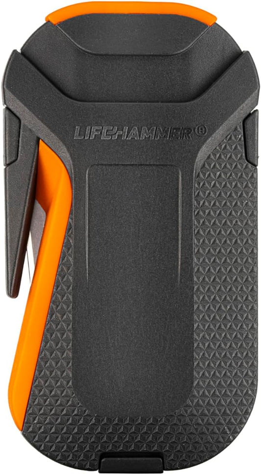 Lifehammer Smart Automatic – Window Breaker Seatbelt Cutter, Emergency Car Window Breaker for car Escape Tool, Anti-Slip Grip with Car Mounted Retail Pack (Orange-Black)