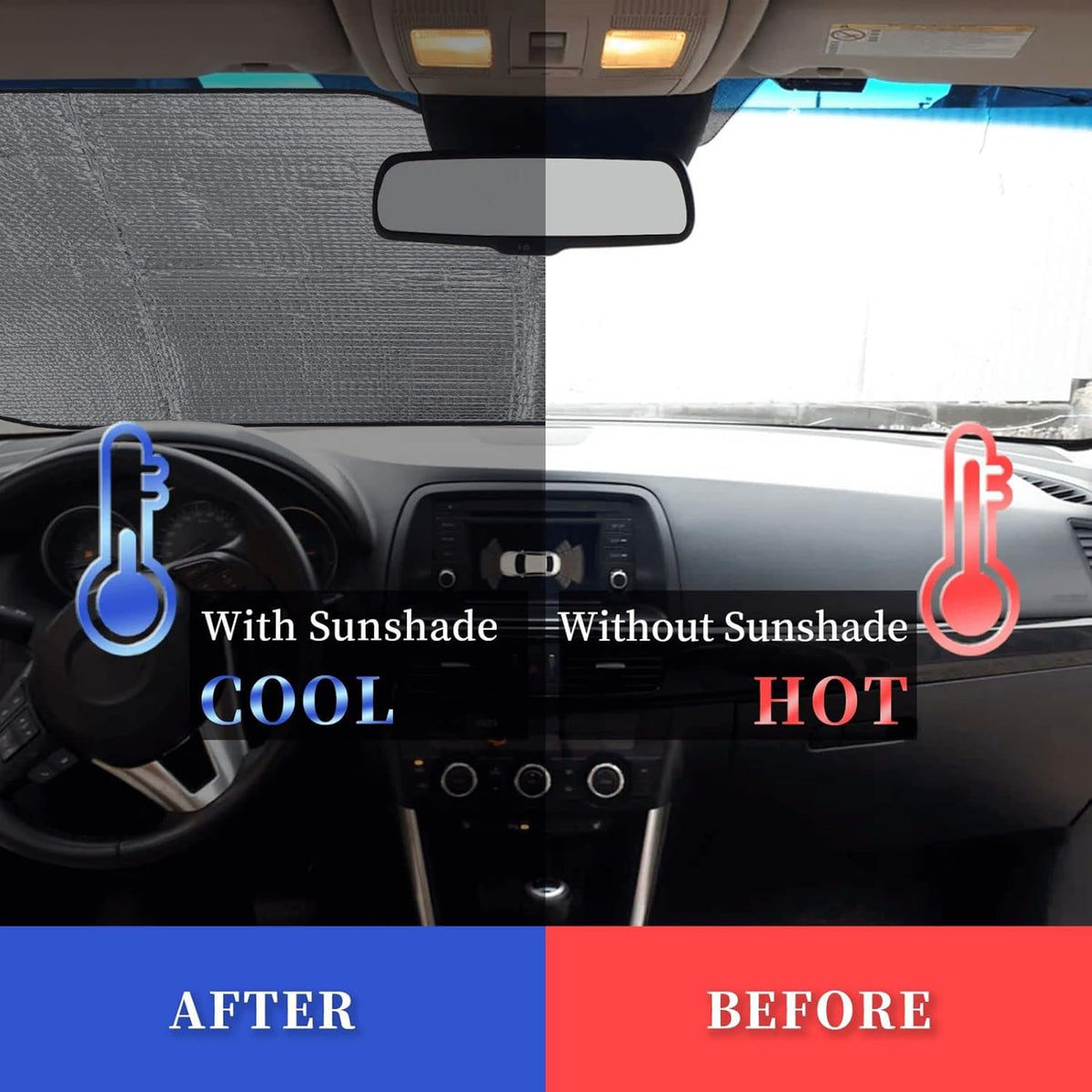 Windshield Sun Shade Horses Snow Winter Car Front Window Sunshade Cover for Truck SUV Blocks UV Rays Automotive Visor Interior Protector 55 x 30 inch