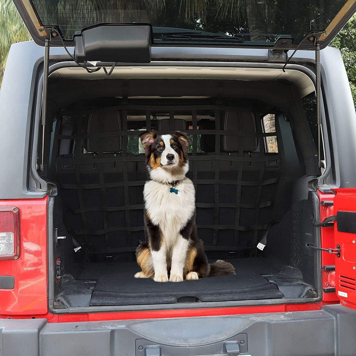 RT-TCZ Car Rear Trunk Organizer Isolation Cargo Net, Mesh Dog Barrier Divider Net for Jeep Wrangler JKU & JLU 4 Door 2007-2023