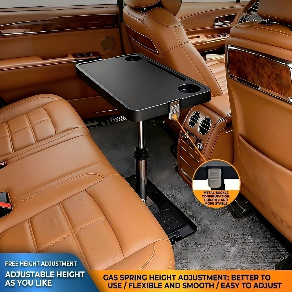 Car Desk for Laptop, Adjustable Car Seat Tray Table, 360° Rotating Multi-Function Travel Tray for Passenger &amp; Rear Seat, Portable Eating &amp; Work Station, Essential Road Trip Accessories