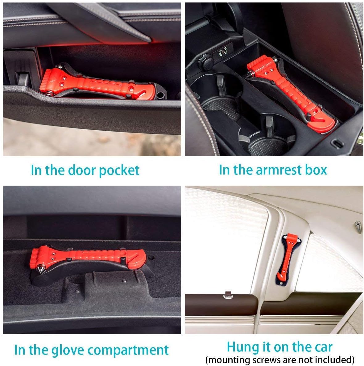 6 PCS Car Safety Hammer Auto Car Window Glass Hammer Breaker and Auto Safety Seatbelt Cutter 2-in-1 Emergency Escape Tool