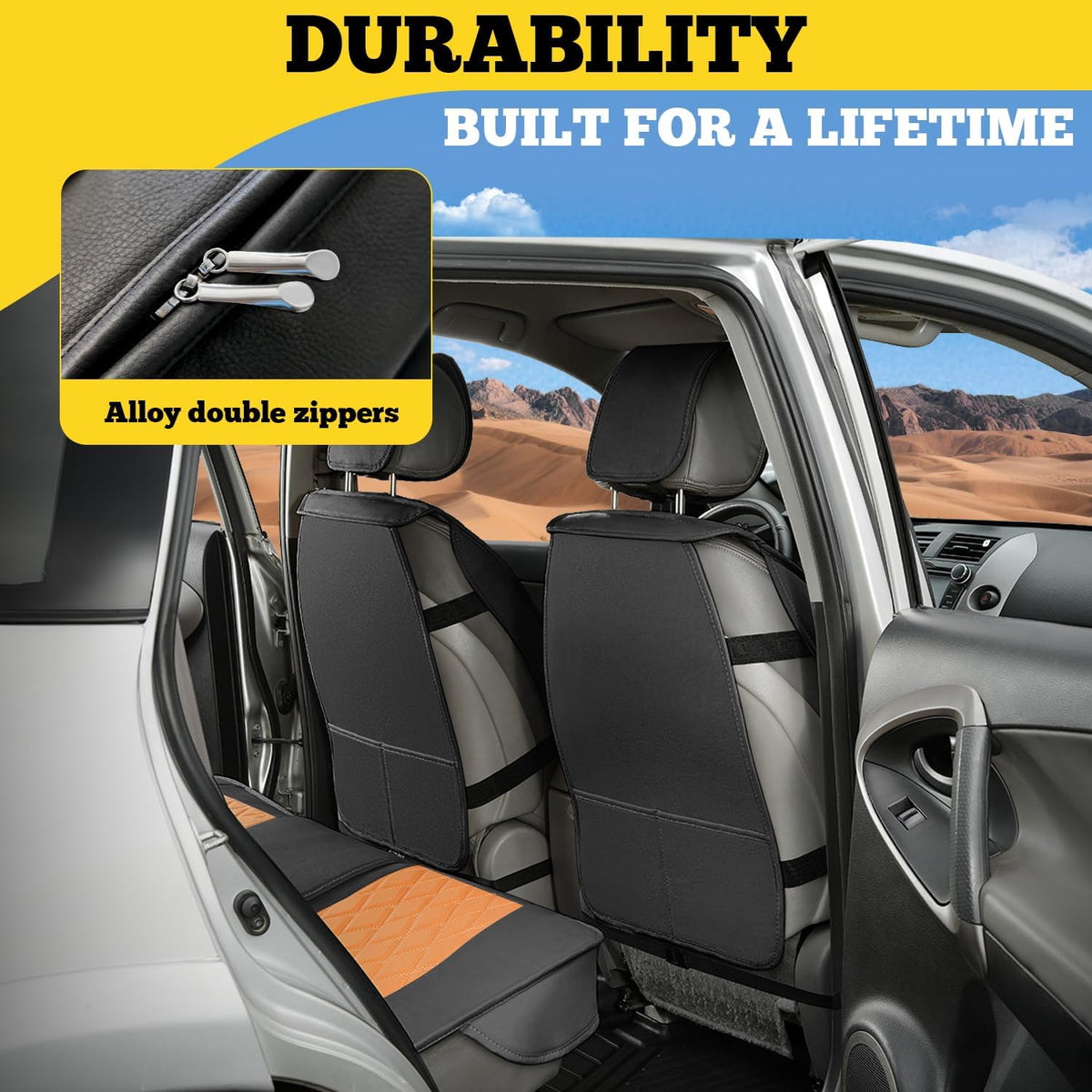 LINGVIDO Car Seat Covers for Front Seats (2 Seats) - Premium Perforated Nappa Leather,Waterproof Shield, Omni-Adapt Fit for SUVs Sedans, Ideal for Rideshare & Pets