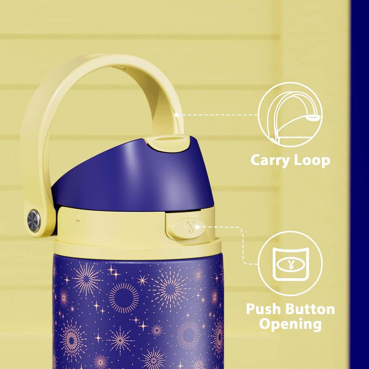 24 oz Insulated Water Bottle for Men: Meoky Stainless Steel Water Bottle with 2-in-1 Straw and Spout Lid - Leak Proof, Cold for 24 Hours, Fits in Car Cup Holder, BPA-Free for Sports Travel, Destiny
