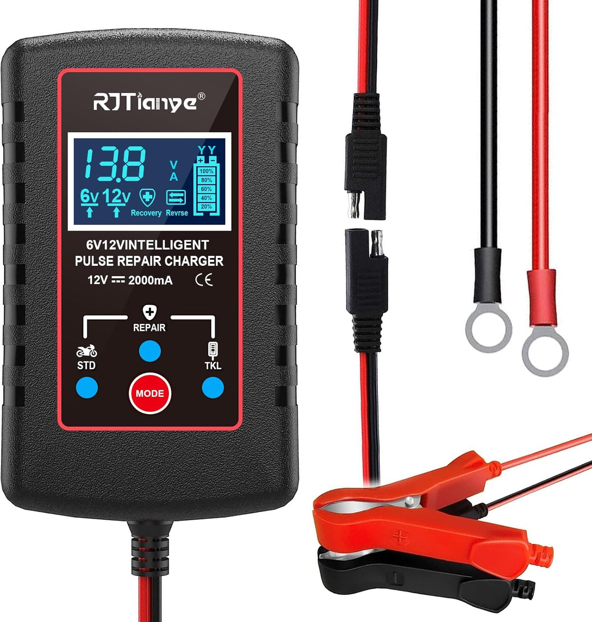 Upgraded 2Amp Car Battery Trickle Charger Maintainer 6V/12V