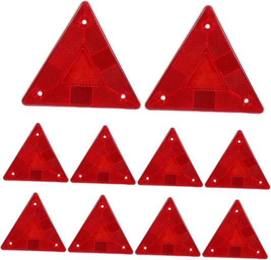 10Pcs Warning Triangle Plastic Red Reflective Road Safety Sign