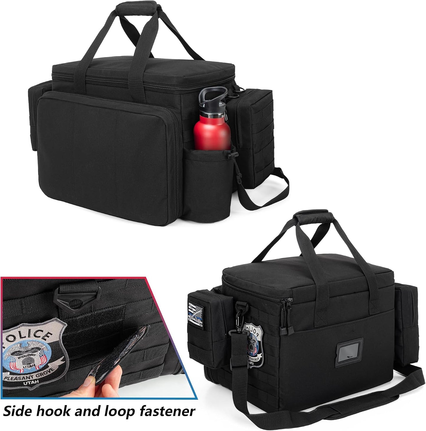 Trunab Patrol Bag Police Gear Car Front Seat Organizer for Law Enforcement Military Duty Bag with 15.6” Laptop Sleeve, Cups Holder, MOLLE Strips, Fits Vehicle Passenger Seat