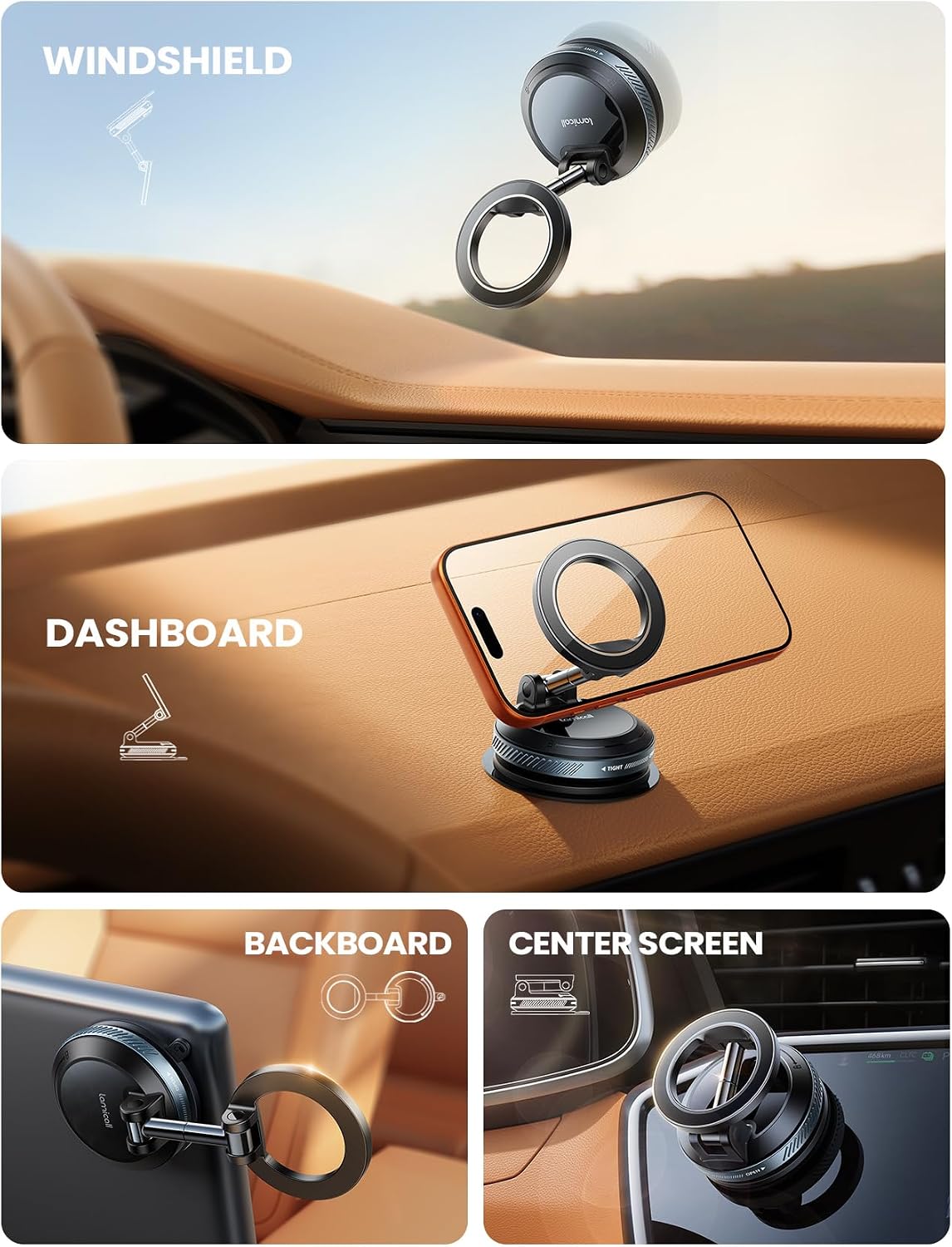 Lamicall Car Phone Holder for Magsafe Dashboard Windshield Nano Gel Vacuum