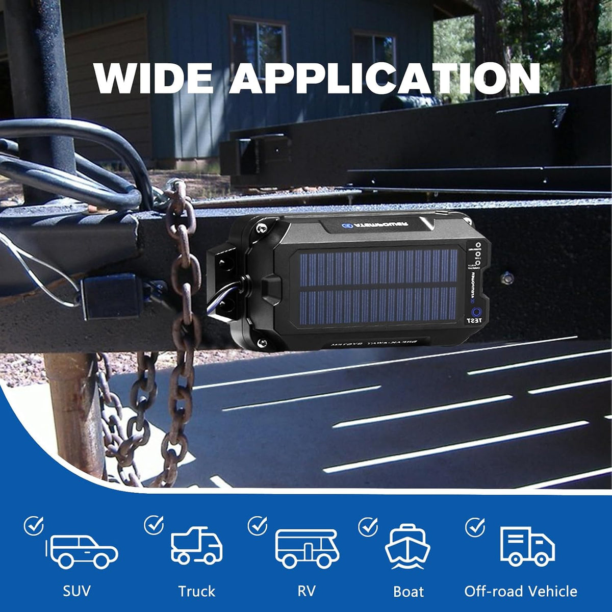ATEM POWER Trailer Brake Controller Kit with Switch 12V 3AH LifePO4 Lithium Battery Trailer Breakaway Kit Brake Controller Bulit-in Solar Panel LED Indicator Break Away System for Trailer Caravan IP65