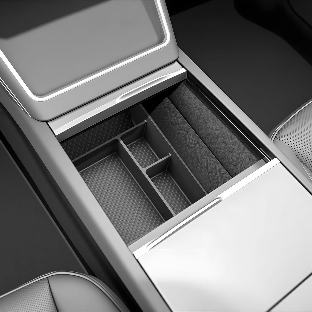 SKTU for 2025 2026 Tesla Model Y Center Console Organizer for 2025 2026 Tesla Model Y Under Console Tray Tesla Model Y 2025 2026 Accessories Lower Console Tray Model Y Durable Rubber Console Organizer