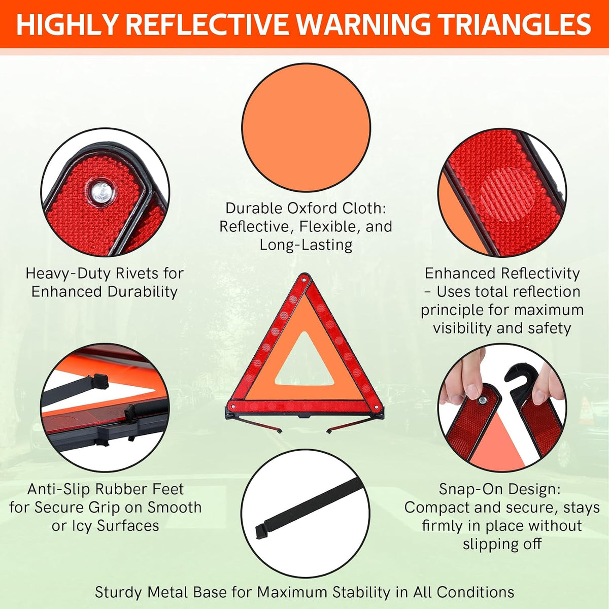 MYFULLY 2-Pack Emergency Warning Triangle with Reflective Safety Vest