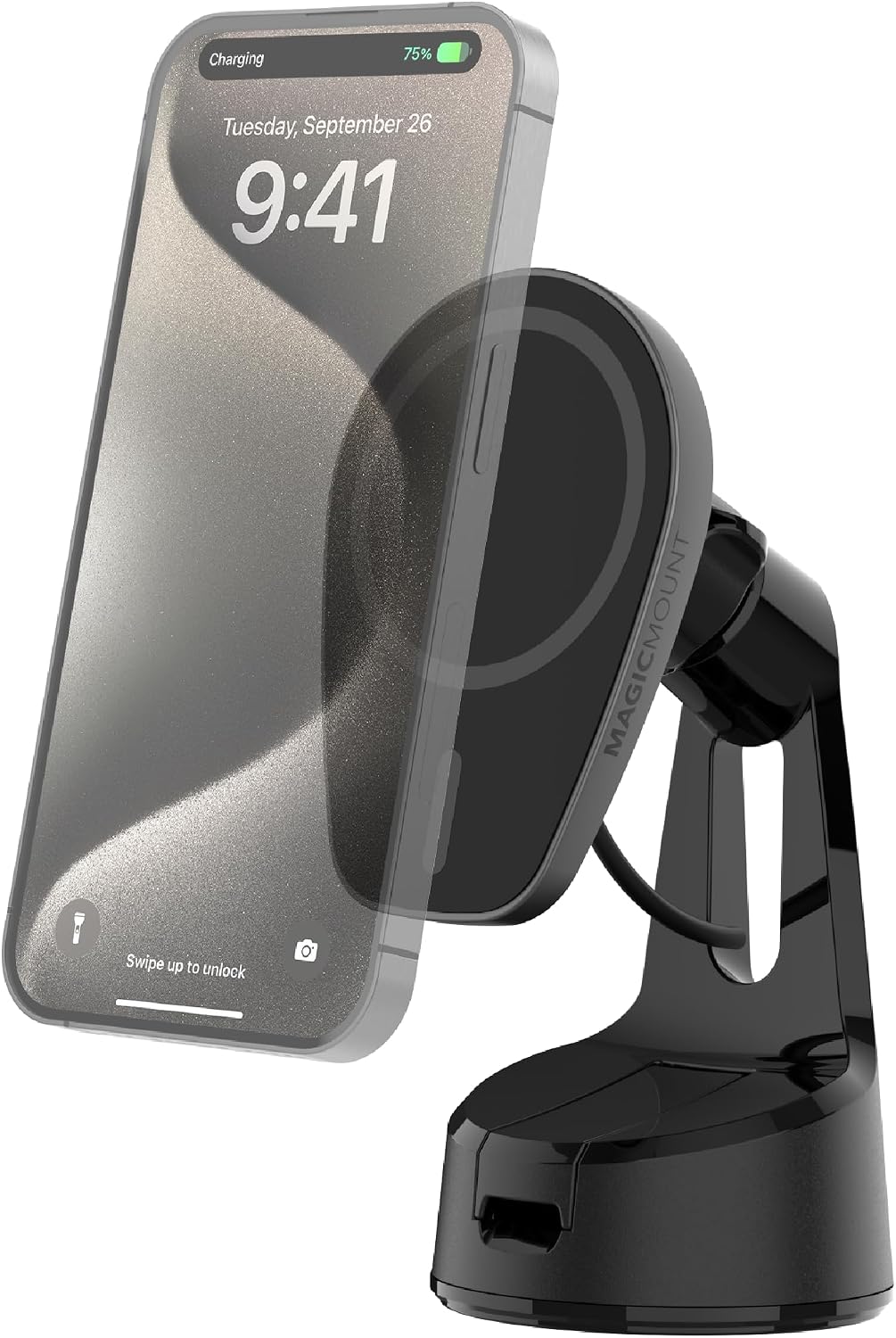 Scosche MPQMD-SP MagicMount Charge Pro Qi2 Fast Wireless Charging MagSafe Car Mount Charger, 15W Magnetic Cell Phone Holder for Car Dashboard Compatible with iPhone 16/15/14/13/12 Pro Max Plus, S25