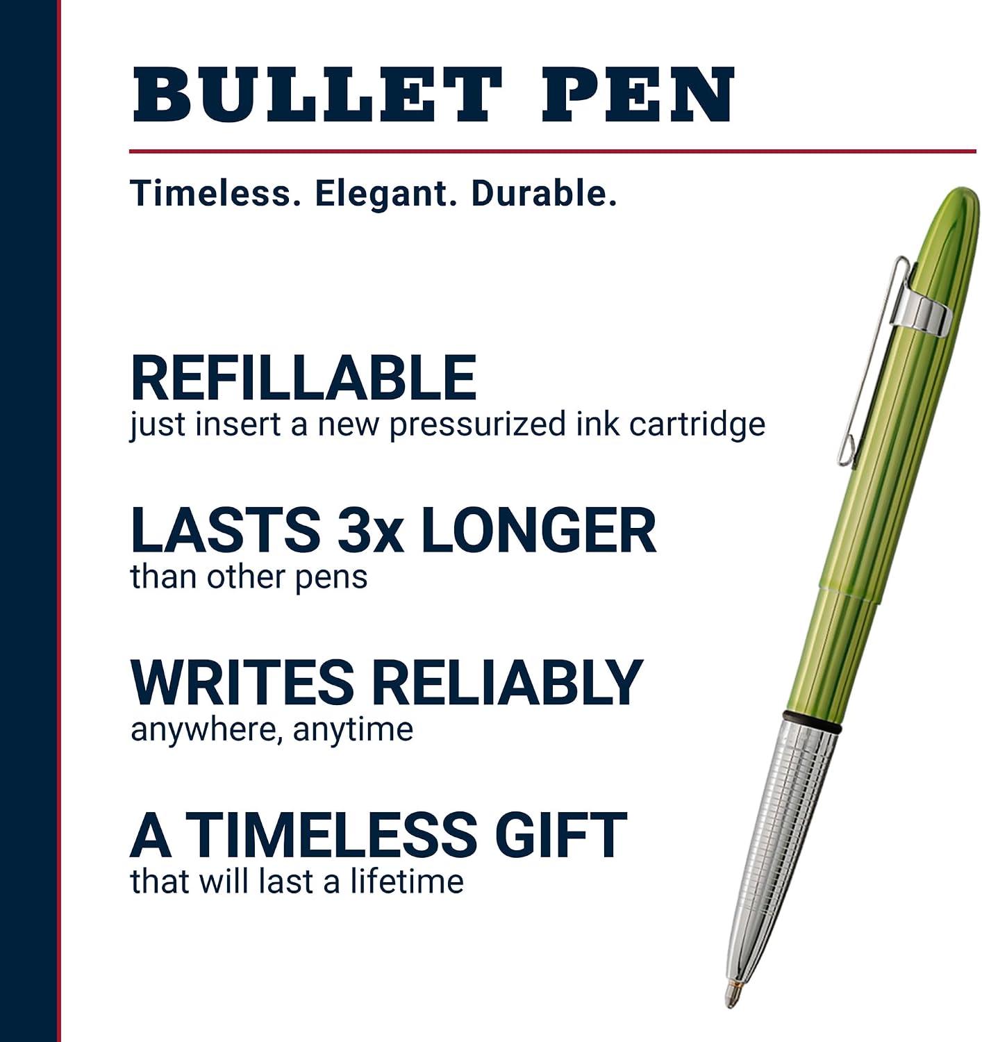 Fisher Space Pen Aurora Borealis Lime Green Bullet Pen, Pressurized Ballpoint Pen, Compact, Writes Upside Down, Extreme Temperatures, Black Ink, Medium Point, Pocket Clip, Gift Box, Made in USA