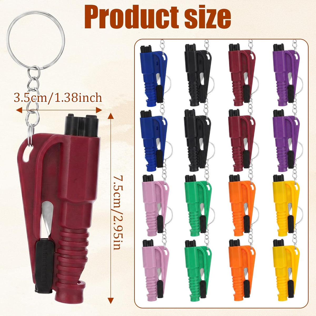 90 Pcs Window Breaker Seatbelt Cutter with 18 Window Breakers and 72 Fluorescent Stickers Portable Durable Multifunctional Car Window Breaker Tool