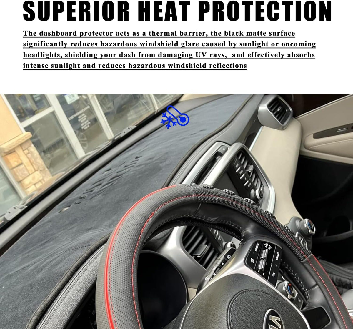 Dashboard Cover Dash Mat for Sorento 2016 2017 2018 2019 2020 Custom Fit Dash Board Sunshade Non-Slip Dash Board Protector Anti-Glare Interior Accessories