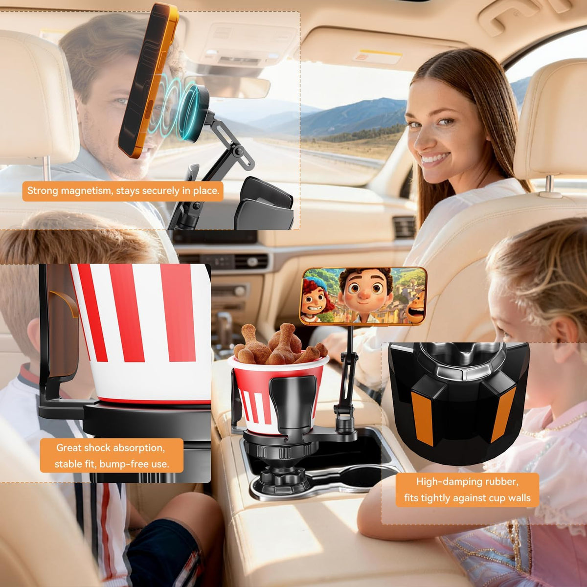 EXELIQ Cup Holder Phone Mount with MagSafe, 2-in-1 Expander