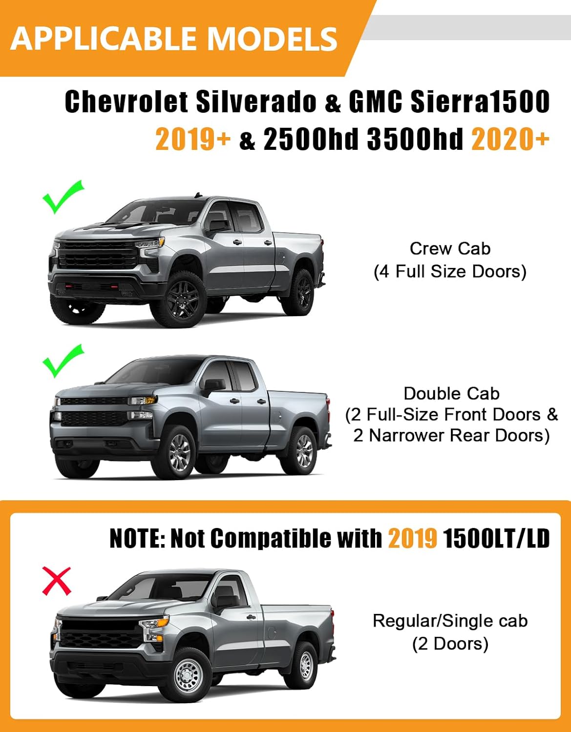 KINGGERI Under Seat Storage Boxes Compatible with 2019-2026 Chevy Chevrolet Silverado 1500/GMC Sierra 1500, 2020-2026 Silverado/Sierra 2500HD/3500HD | Double &amp; Crew Cab Rear Underseat Organizer Box