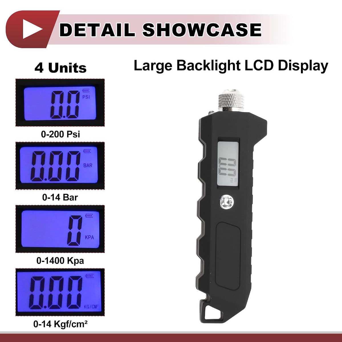 1 Pc Universal Tire Pressure Gauge Without Battery 0-250PSI Air Pressure Meter for Cars