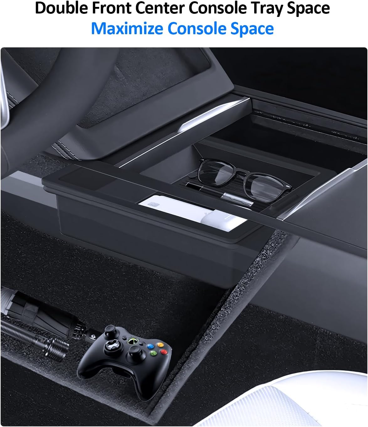 5PCS Center Console Organizer Tray for Tesla 2025 2026 Model 3 Highland Model Y Juniper & Model Y L Accessories, Center Tray Armrest Organizer Cup Holder Insert Hidden Compartment Storage