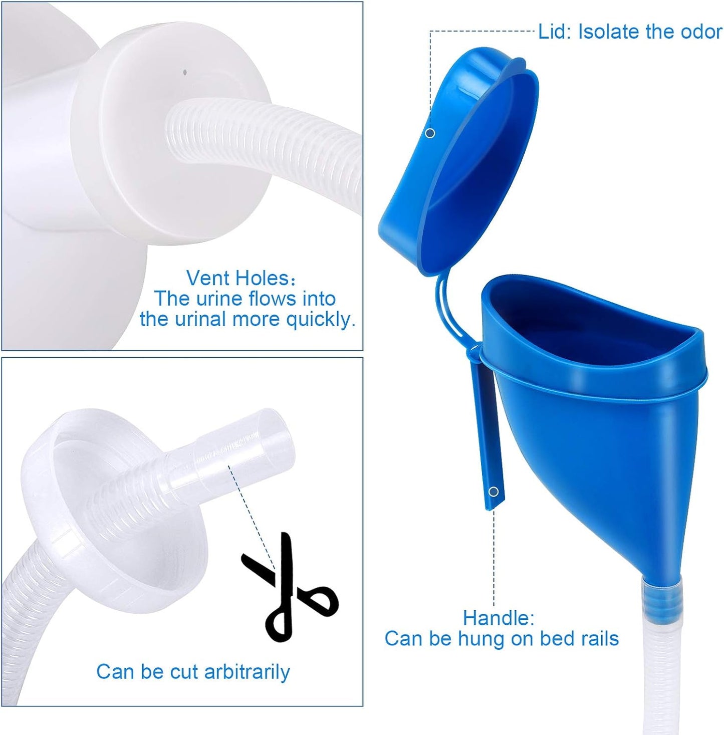 Unisex Potty with Lid and Funnel, Portable Pee Bottle for Men and Women, 2000ml Large Capacity Male Female Reusable Urinals, Emergency Urine Collection for Hospital Home Camping Car Travel