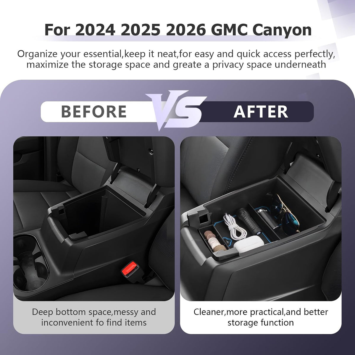 LUWU Center Console Organizer for 2023 2024 2025 2026 Chevrolet Colorado & GMC Canyon Accessories Armrest Console Storage Box Glove Organizer Tray ABS Material for Canyon Interior Accessories (Blue)