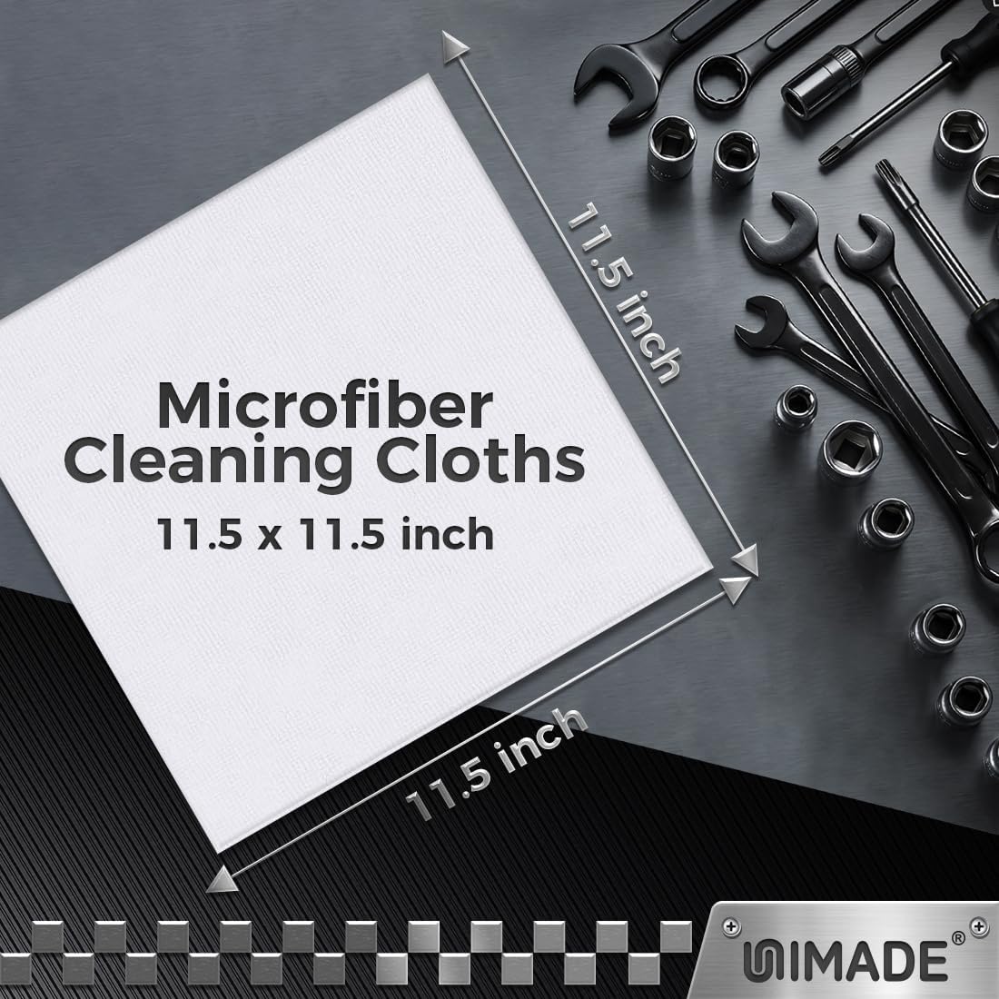 UNIMADE Shop Towels, 100 Pack Commercial Grade Work Rags Microfiber Towels