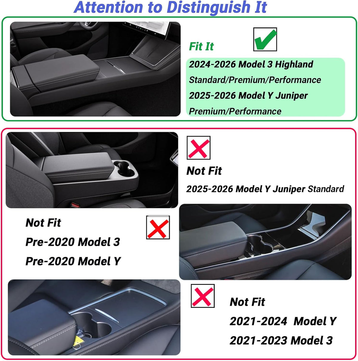 Center Console Organizer for 25-26 Tesla Model Y, 24-26 Model 3