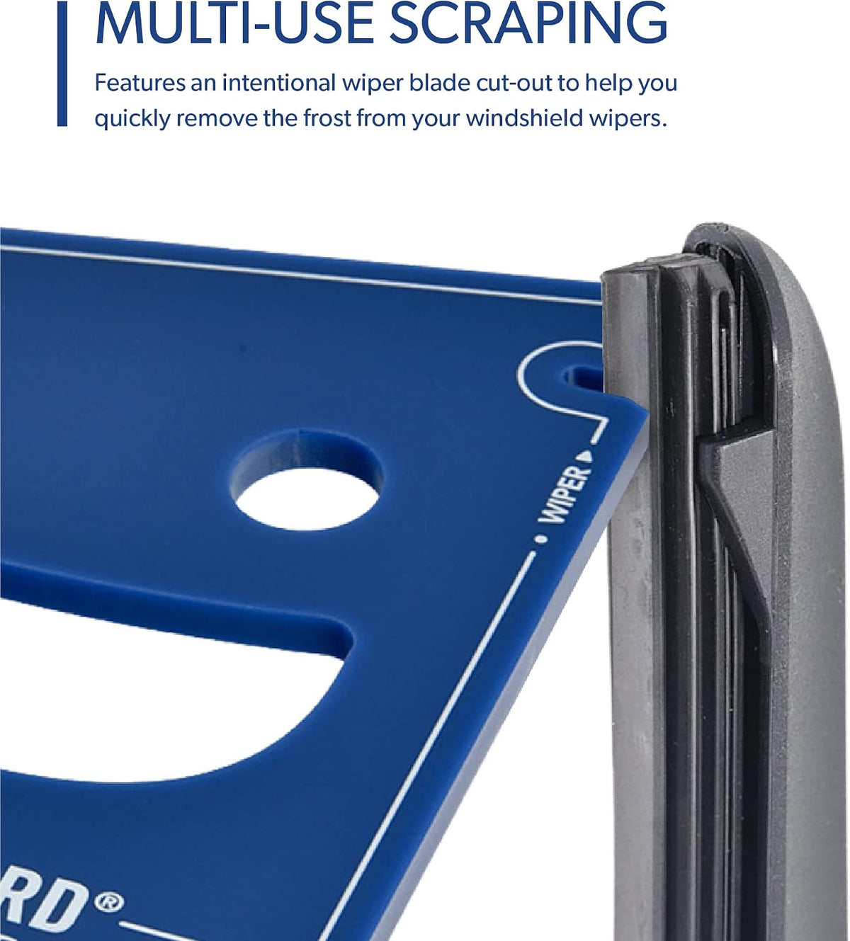 FrostGuard Scrape Buddy Car Ice Scraper Scrape with a Smile - Quickly Remove Frost, Ice and Snow from Your Vehicle Windows and Wiper Blades - Acrylic with Comfort Neoprene Sleeve - Blue Frost
