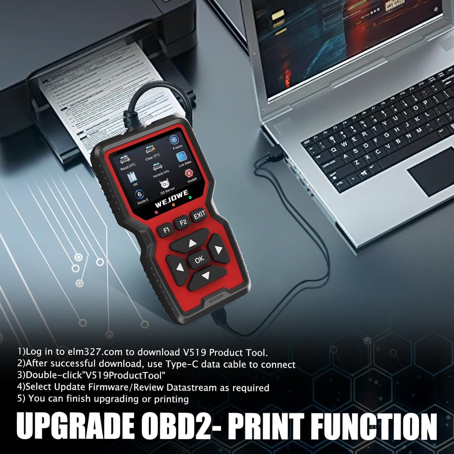 WEJOWE Upgraded OBD2 Scanner Diagnostic Tool, Check Engine Code Reader OBD2 Scanner with Reset, Battery Test Check Engine Light Mode 6, Mode 8 & I/M Car Diagnostic Scan Tool for All OBDII Car
