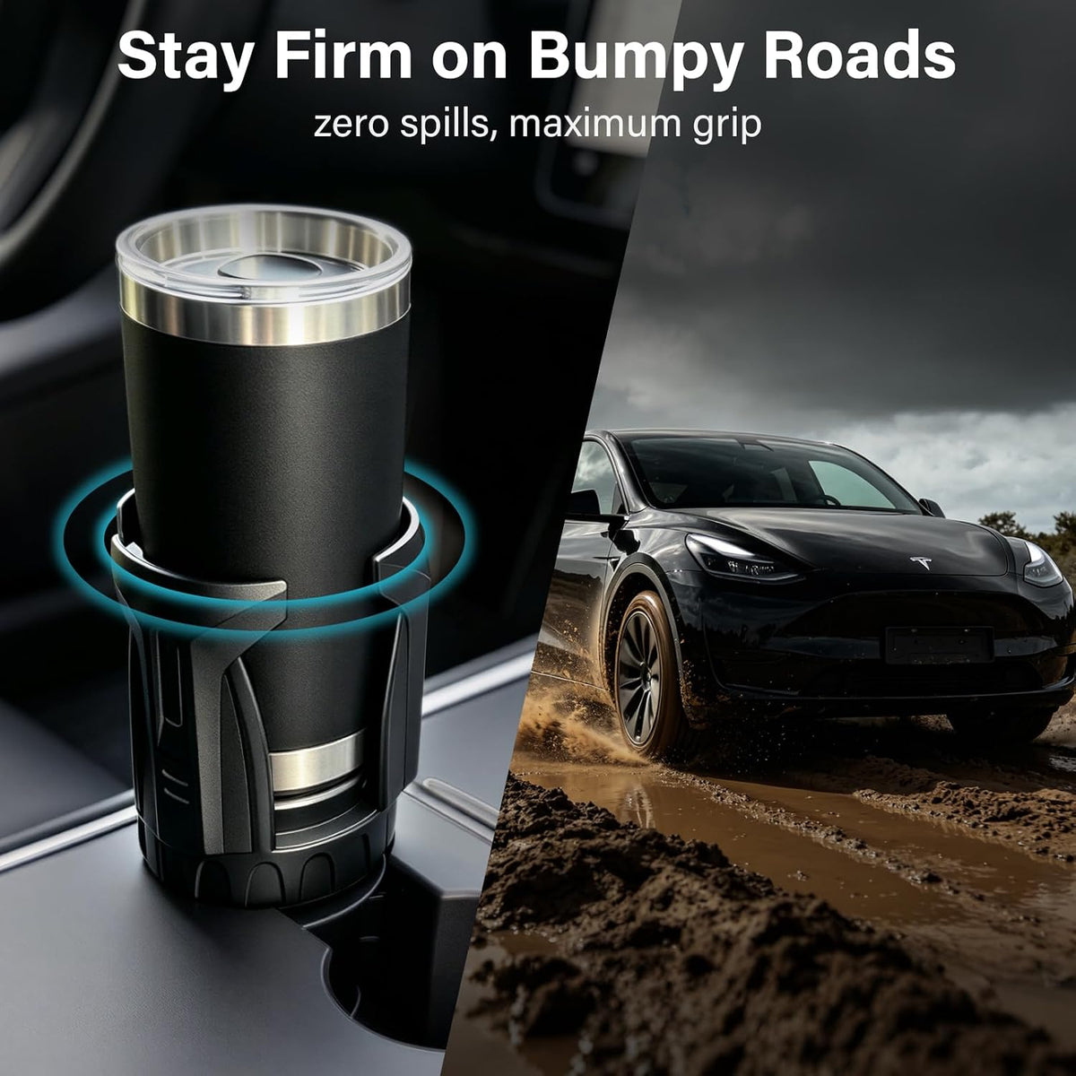 Automatic Car Cup Holder Expander, Large Water Bottles Holder for Yeti, Hydro Flask, Nalgene, Owala 24/32/45/50oz Travel Tumbler & Mug, Adjustable Car Cup Insert Accessories (1 Pack)