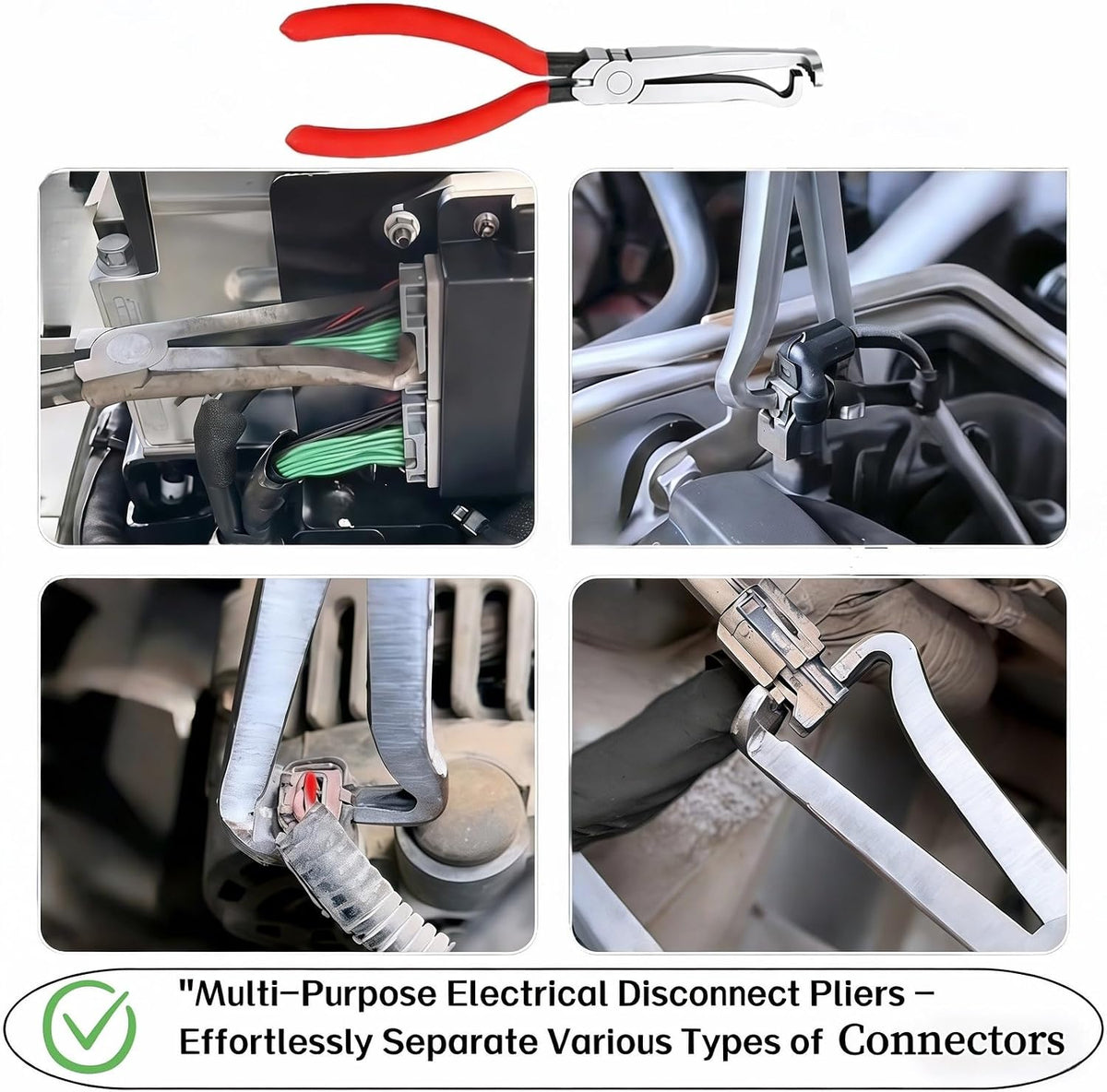 4-in-1 Automotive Clip Pliers Set, Electrical Disconnect & Connector Removal Tool Kit with Straight & 60° Angle Pliers, Separator & Hose Clamp Plier for Car Truck SUV Repair, Mechanics & DIY