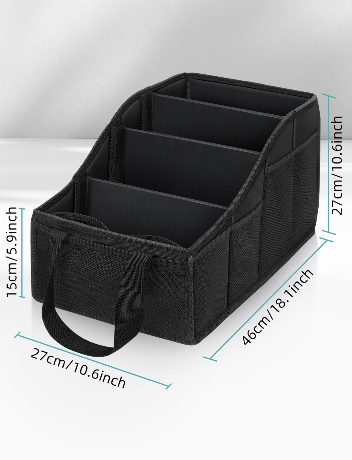 YOHOOLYO Car Seat Organizer Backseat Car Organizer with 4 Compartments, 4 Cup Holders and 7 Mesh Pockets for Front and Rear Seat, Black