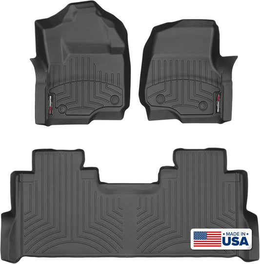 WeatherTech FloorLiners fits 2017-2026 Ford Super Duty - SuperCrew (1st & 2nd Row) Front Bench Seats, Black