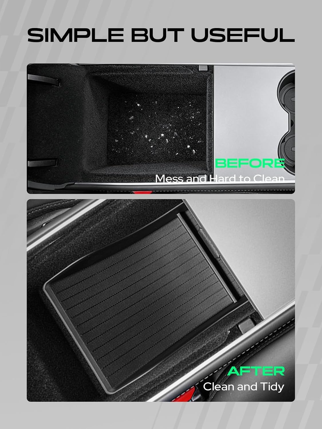 YHTAUTO Center Armrest Lower Bottom Organizer Tray for Tesla