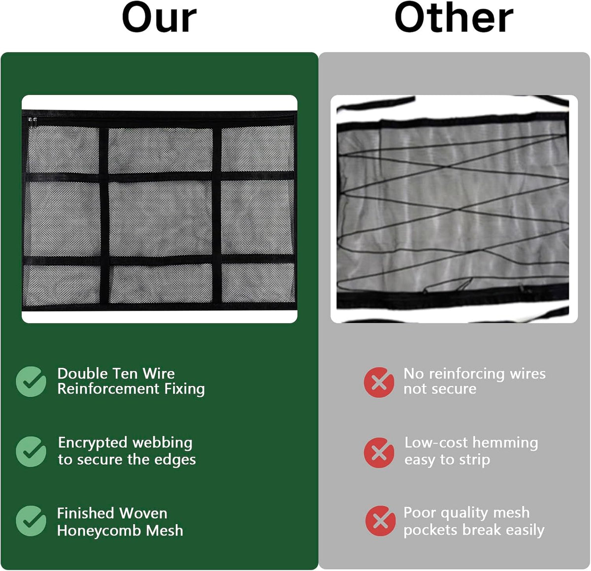 Car Ceiling Cargo Net Double Layer Mesh Organizer