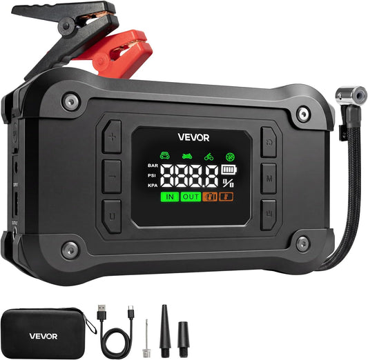 VEVOR Jump Starter with Air Compressor 8000A Peak Car Battery Jump Box
