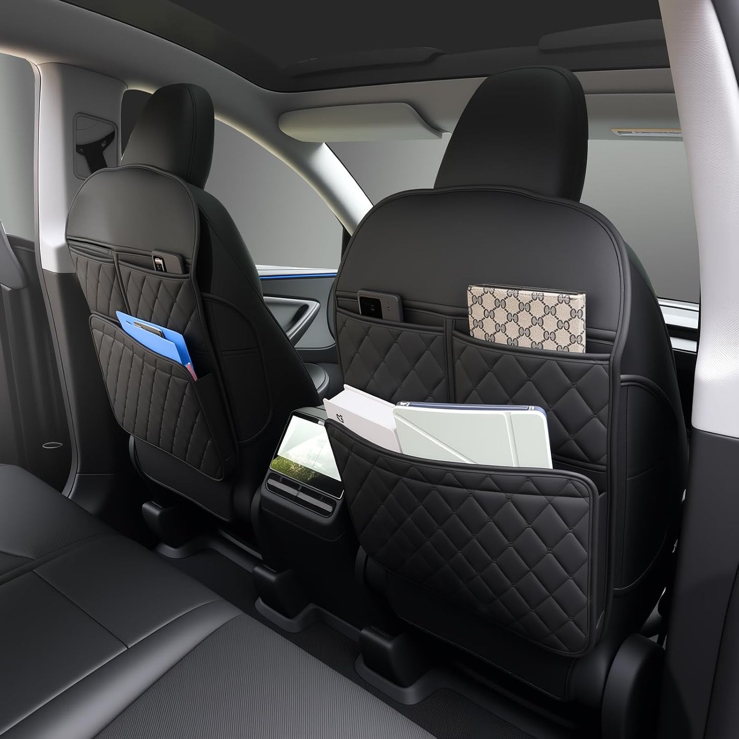2 Pack Kick Mats Back Seat Protector，Seat Back Protector for Kids Feet Car Seat with Car Back Seat Organizer, Seat Back Protector Cover for Back of Front Seats - Protect against dirt and scuffs
