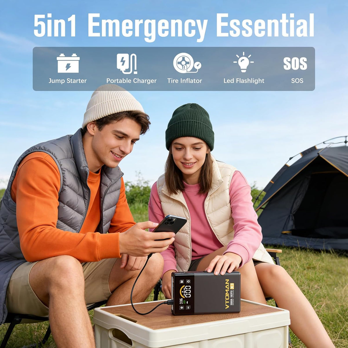 VTOMAN X3 Jump Starter with Air Compressor, 3500A Portable Car Jump Starter