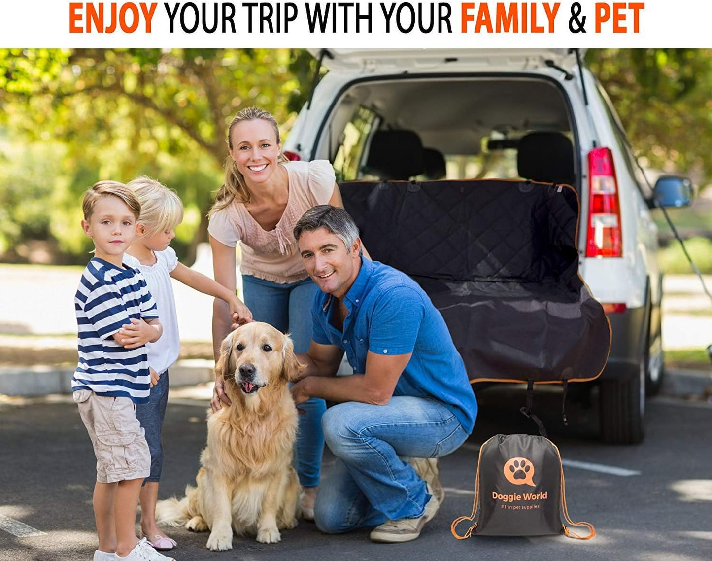 Doggie World Dog Car Seat Cover for Back Seat, Waterproof Dog Hammock | Durable Pet Car Seat Cover Backseat Protector for Cars & SUVs, Nonslip Scratchproof Rear Seat Cover Against Dirt, Fur